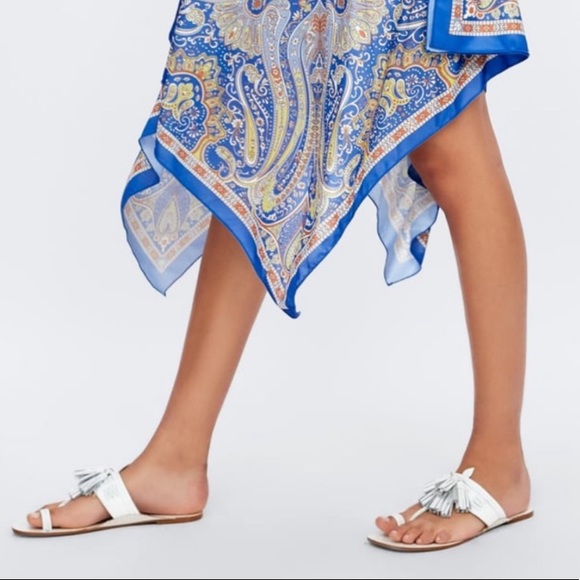 ZARA LEATHER FLAT TASSLE BRAIDED WHITE SANDALS BRAND NEW WITH TAGS US 7.5 EUR 38 - Picture 9 of 10